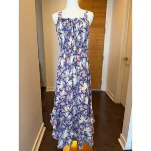 NWT GRACE KARIN Floral Smocked Maxi Dress Sleeveless Ruffle Women M